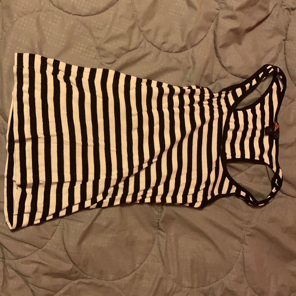 Black and white thin striped tank top